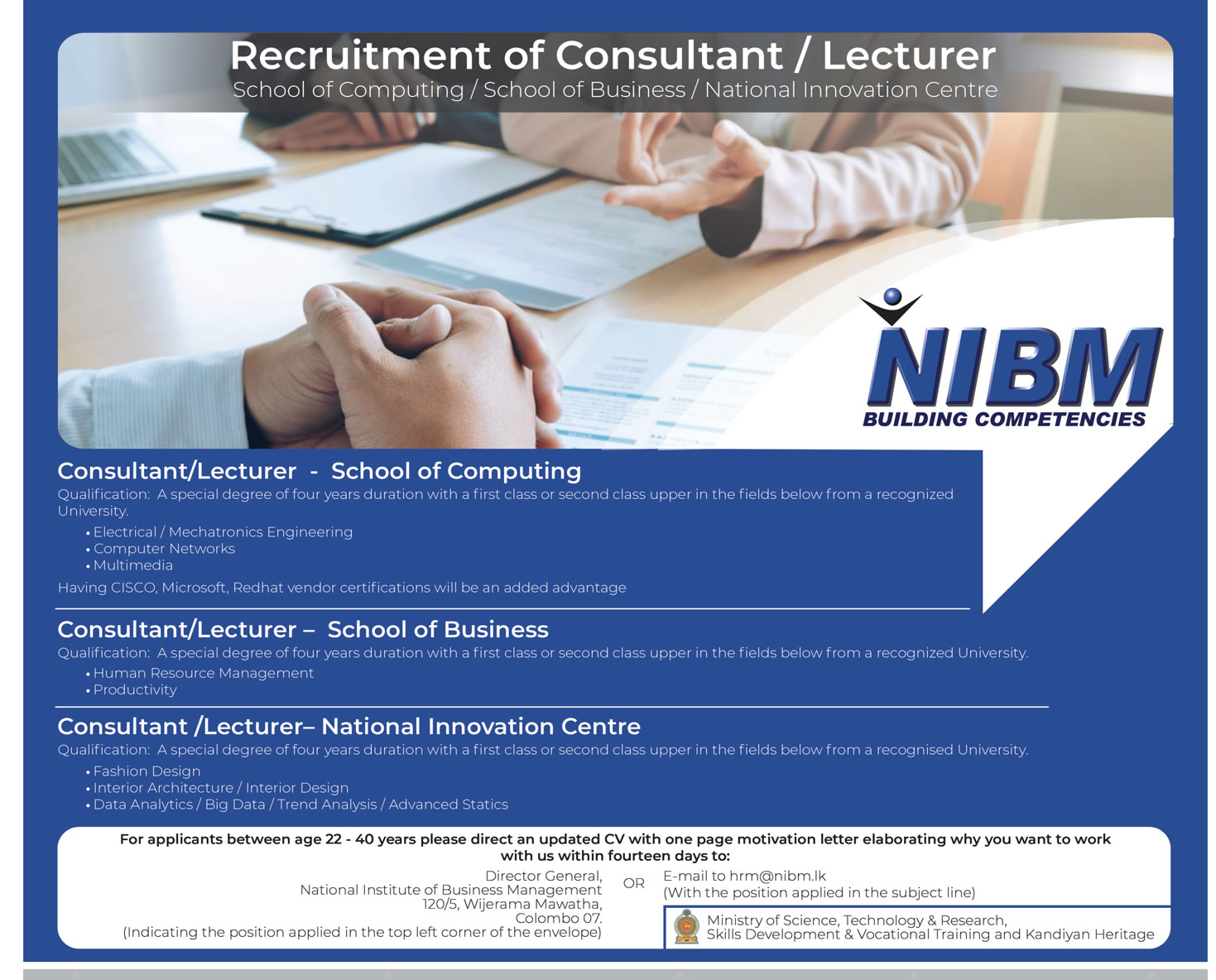 Consultant, Lecturer - National Institute of Business Management (NIBM)